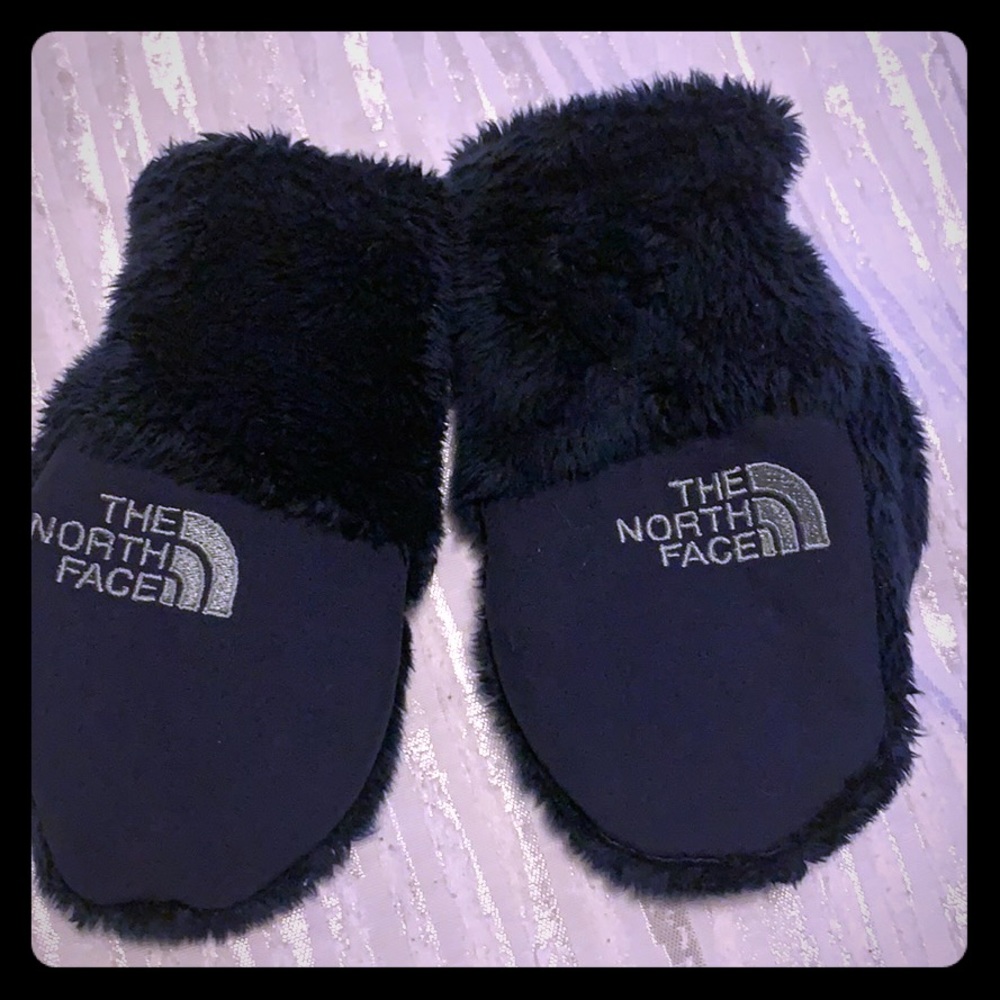 Infant navy North Face Mittens